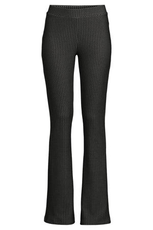 jacquard flared broek met all-over print zwart/wit
