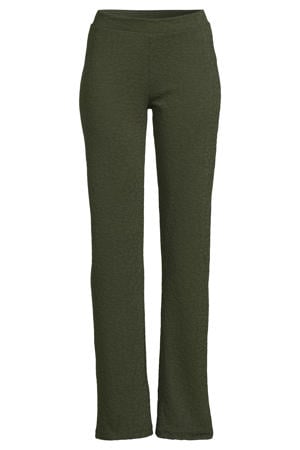 jacquard flared panterprint broek khaki