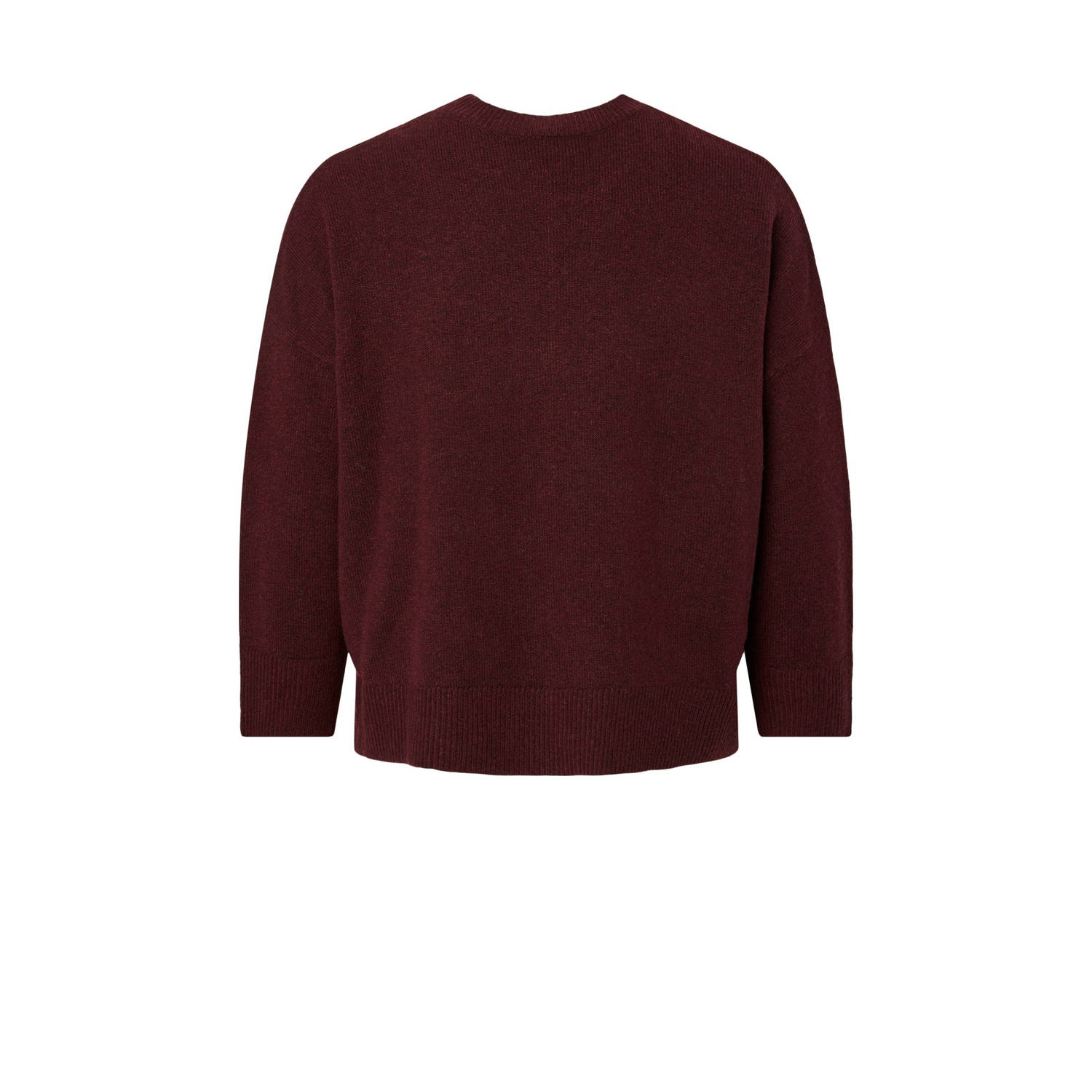 PIECES Curve wollen pullover donkerrood gebreid