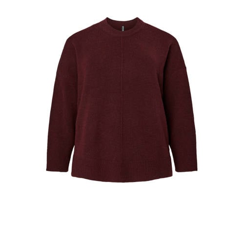 PIECES Curve wollen pullover donkerrood gebreid afbeelding