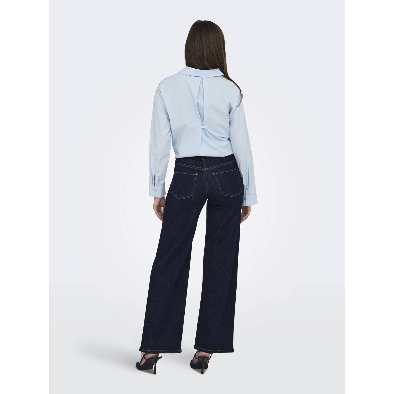 JDY high waist straight leg jeans dark blue denim
