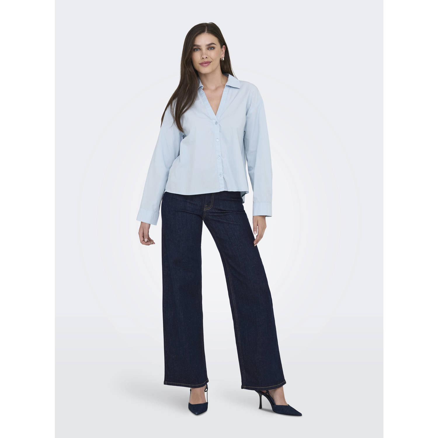 JDY high waist straight leg jeans dark blue denim