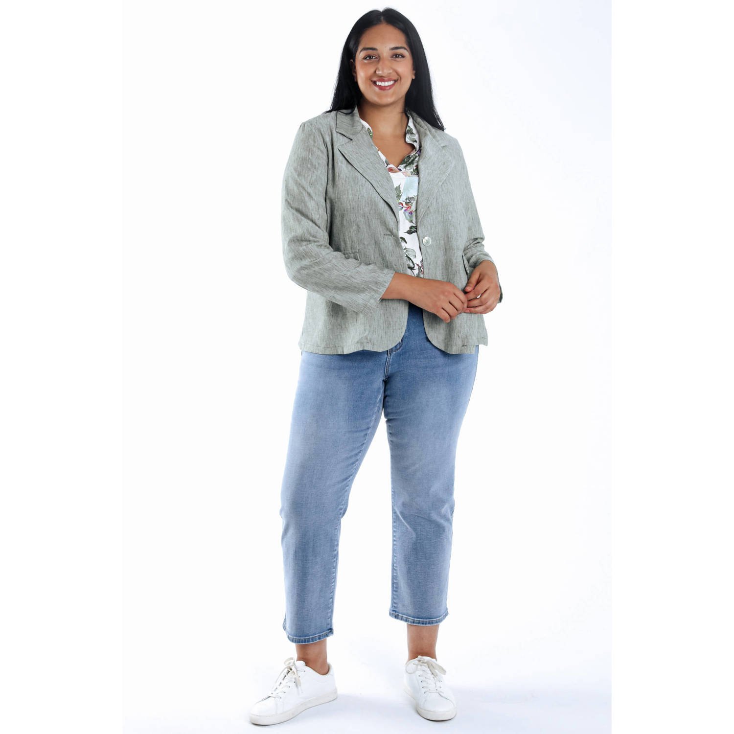 Paprika linnen regular blazer lichtgrijs