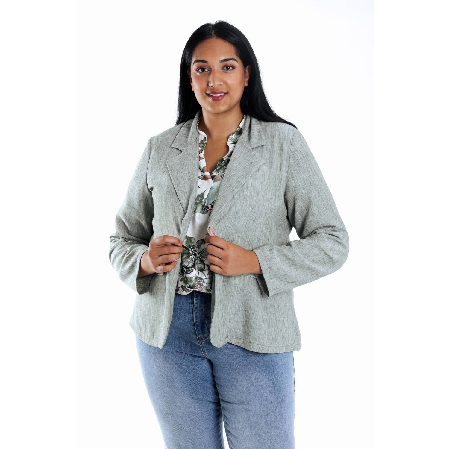 Paprika linnen regular blazer lichtgrijs