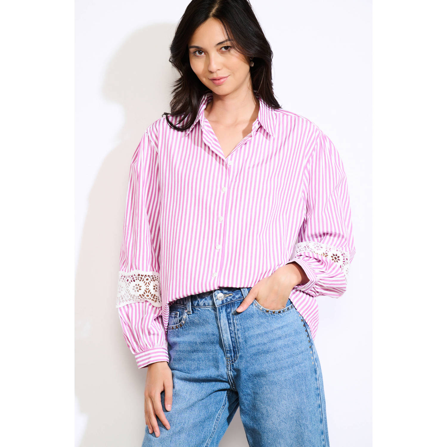 LOLALIZA blouse roze broderie