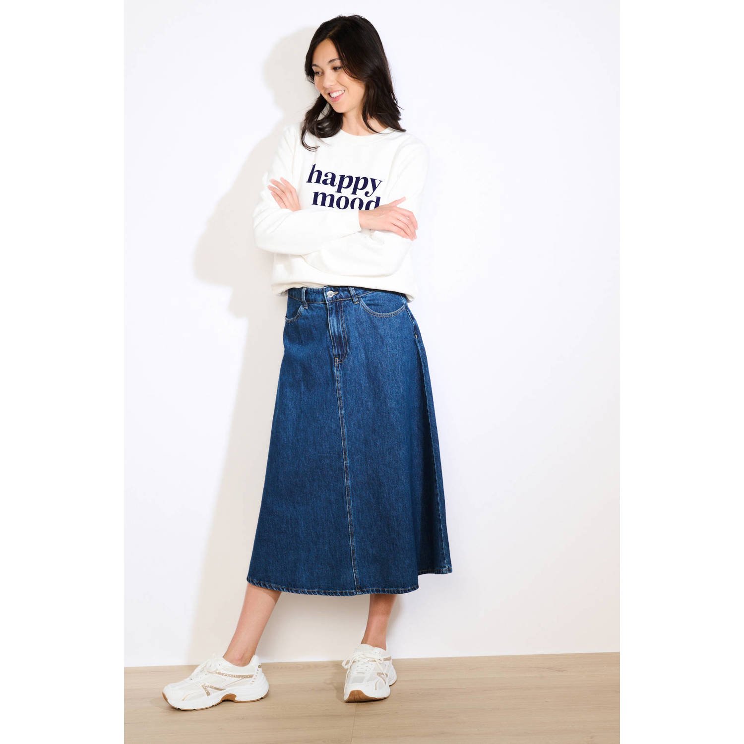 LOLALIZA denim spijkerrok dark blue denim