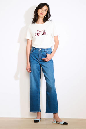 high waist wide leg jeans medium blue denim