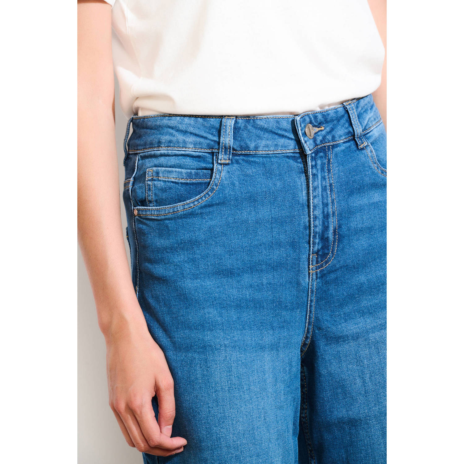LOLALIZA high waist wide leg jeans medium blue denim