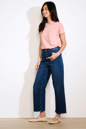 high waist wide leg jeans medium blue denim
