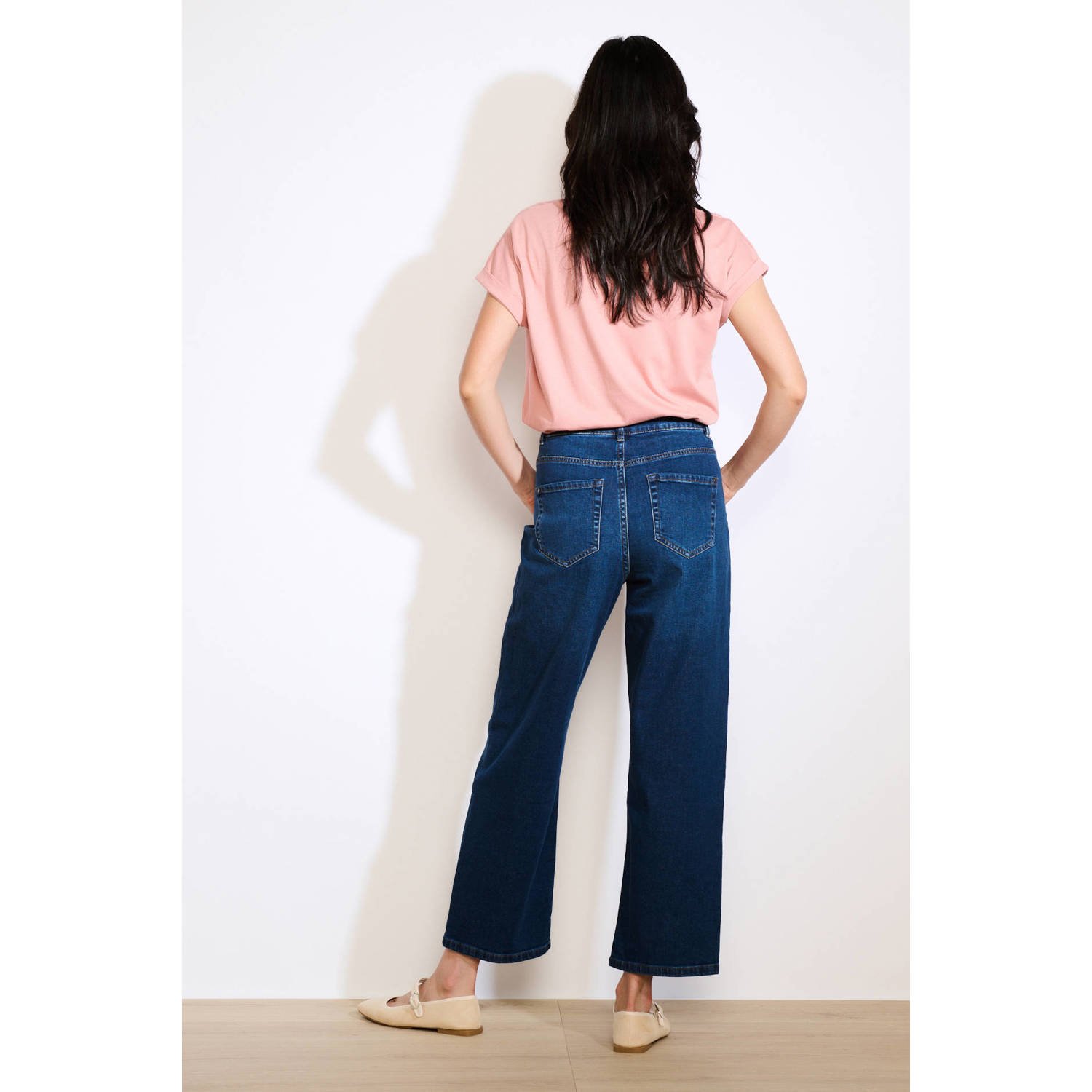 LOLALIZA high waist wide leg jeans medium blue denim