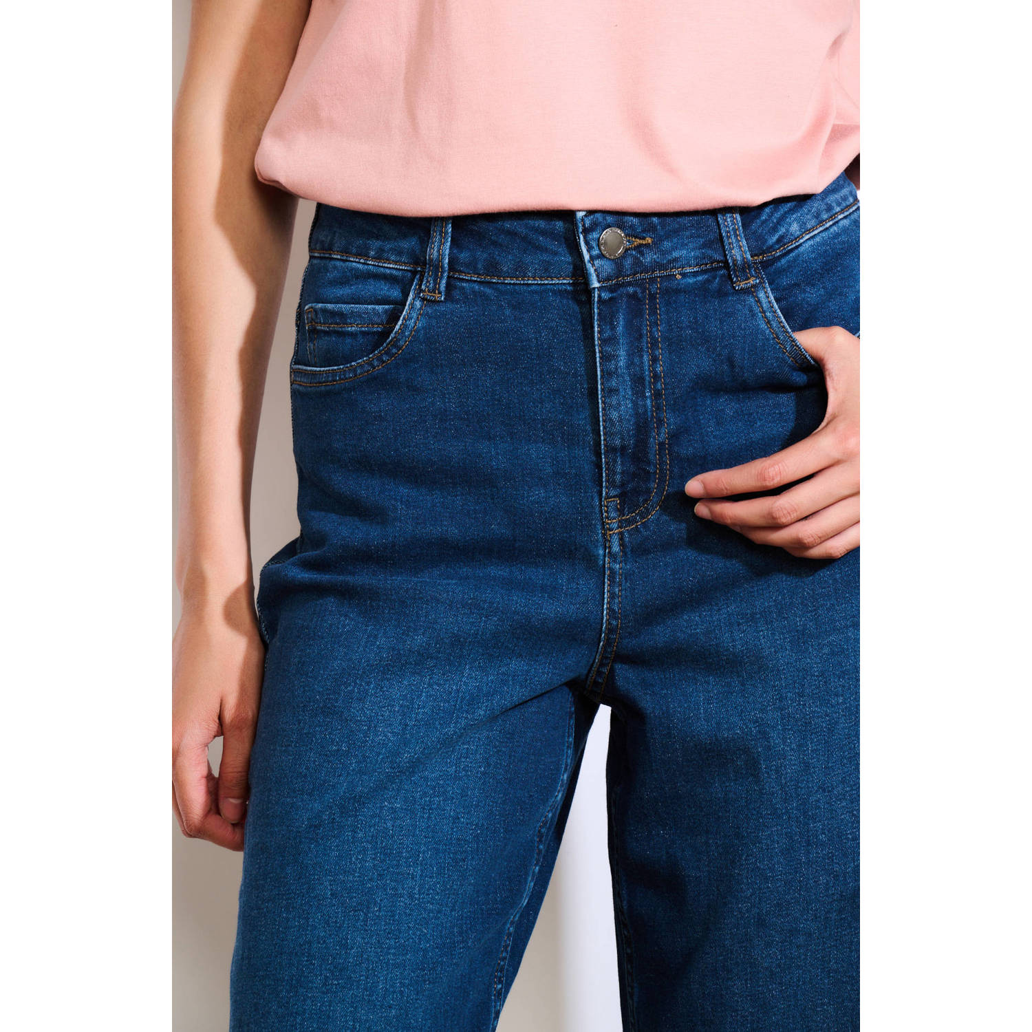 LOLALIZA high waist wide leg jeans medium blue denim