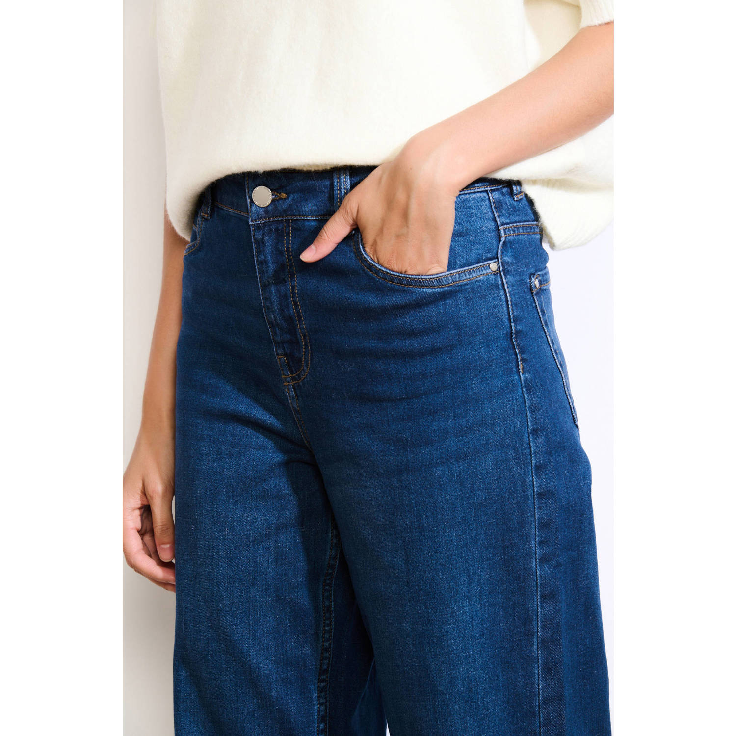 LOLALIZA cropped jeans dark blue denim