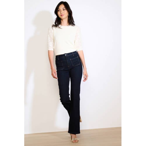 LOLALIZA flared jeans dark blue denim afbeelding
