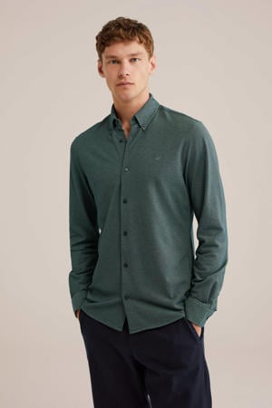 Tall fit casual overhemd donkergroen
