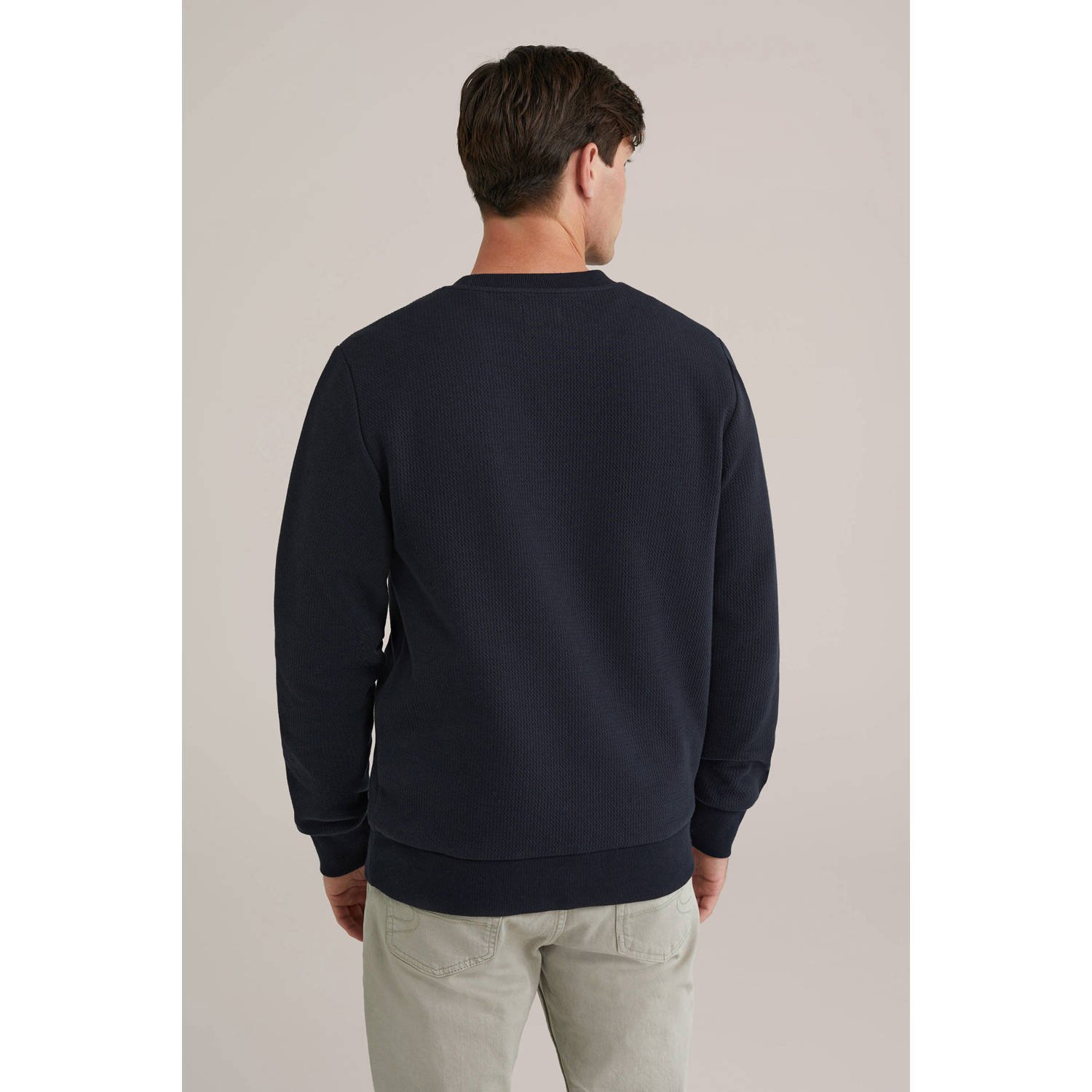 WE Fashion sweater met ingebreid patroon donkerblauw