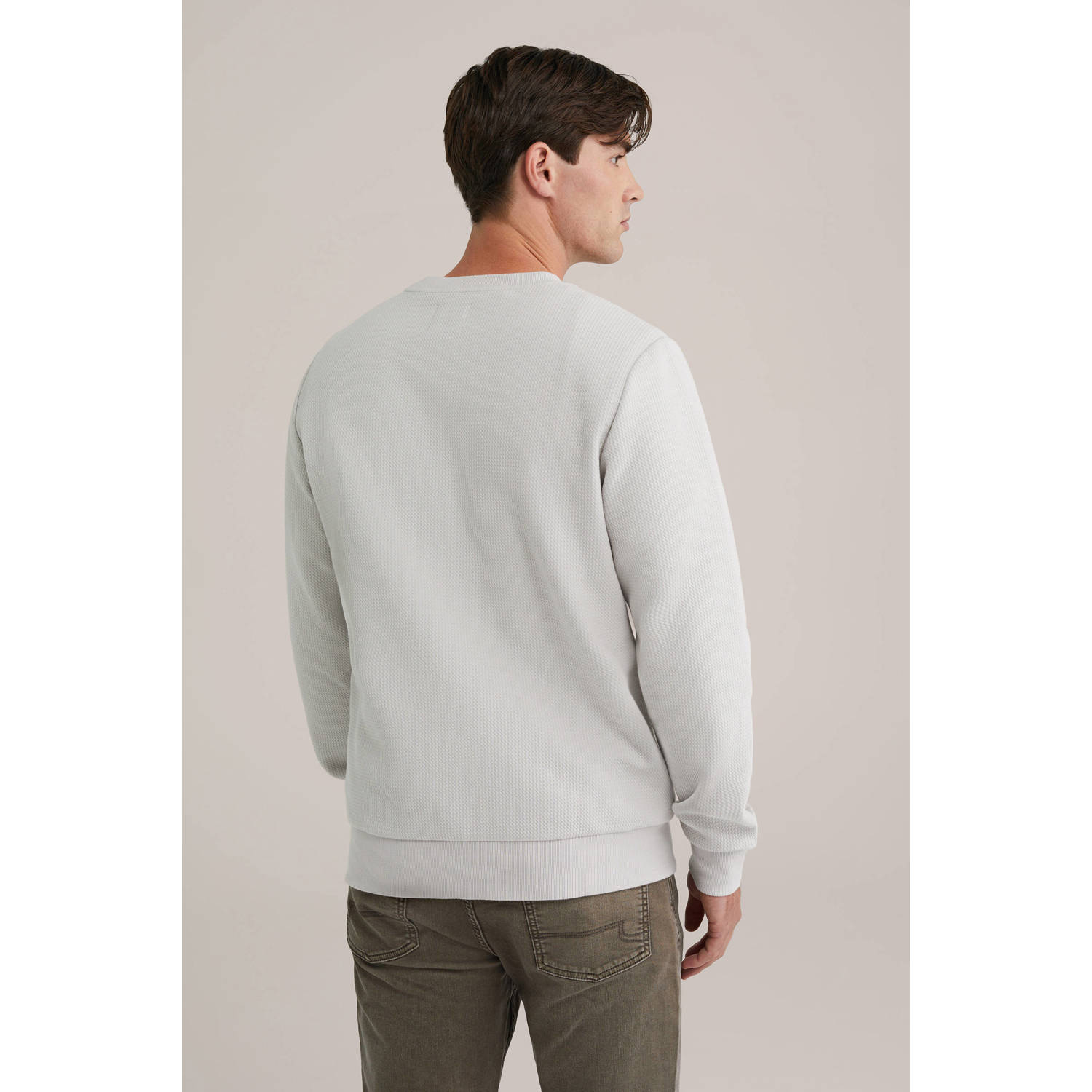 WE Fashion sweater met ingebreid patroon lichtgrijs