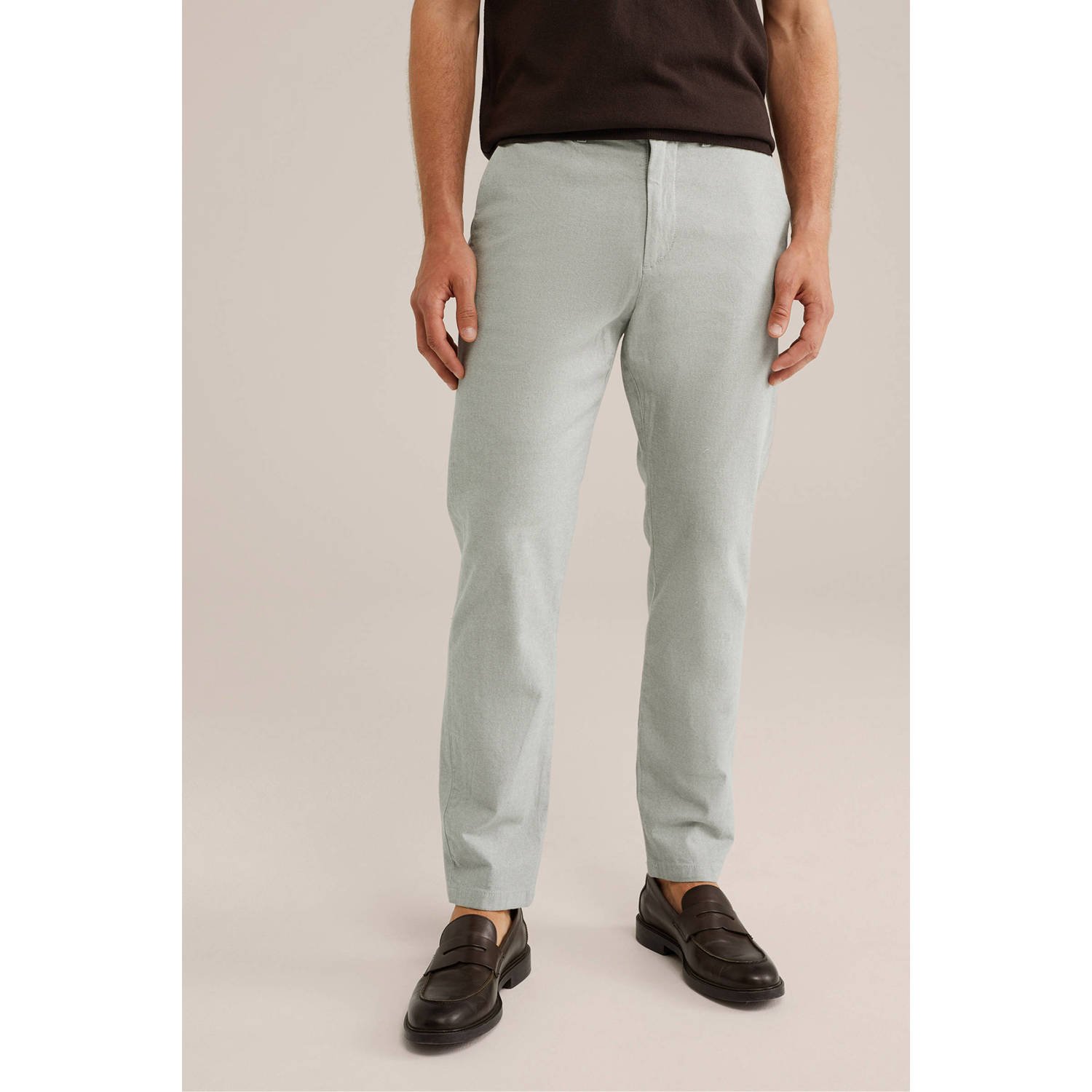 WE Fashion slim casual broek lichtgroen