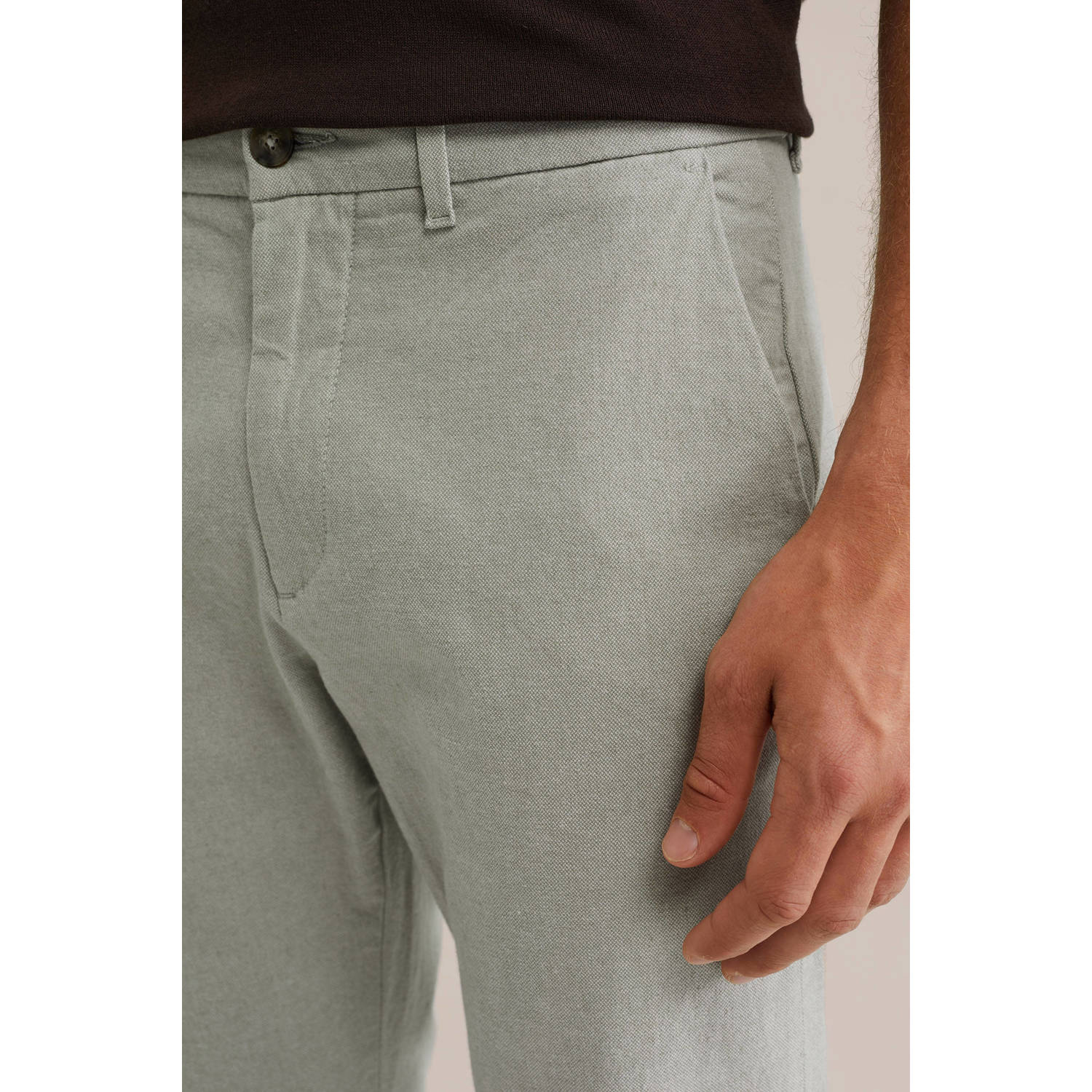 WE Fashion slim casual broek lichtgroen