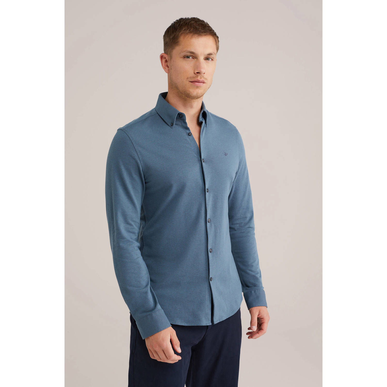 WE Fashion casual overhemd grijsblauw