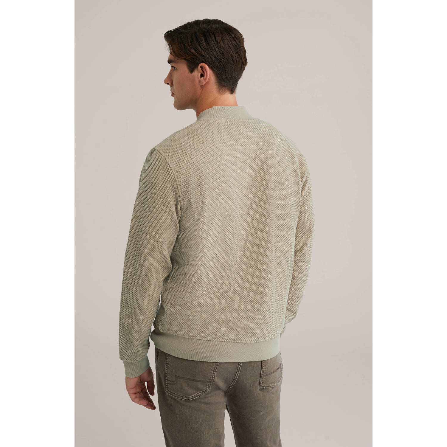 WE Fashion bombervest met textuur taupe