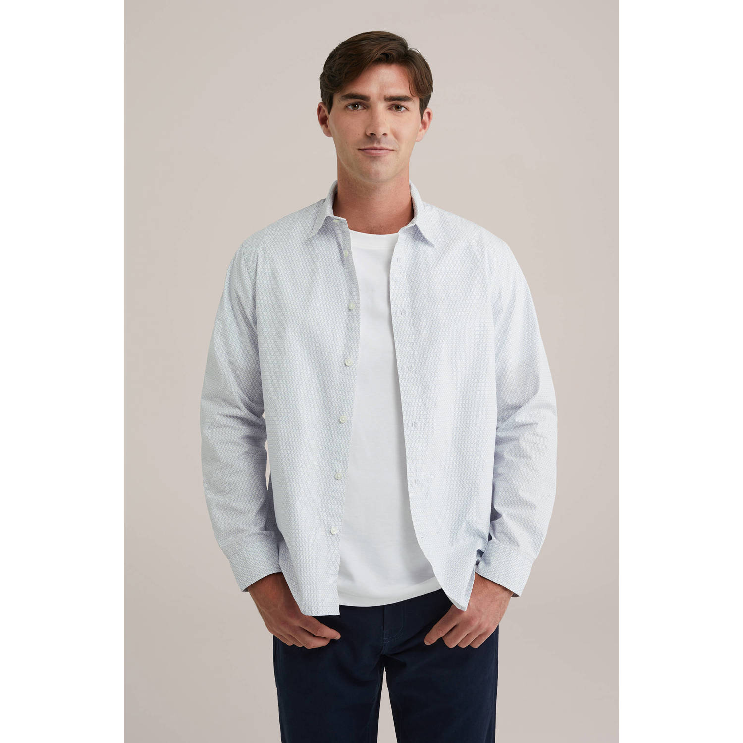 WE Fashion satijnen casual overhemd lichtblauw