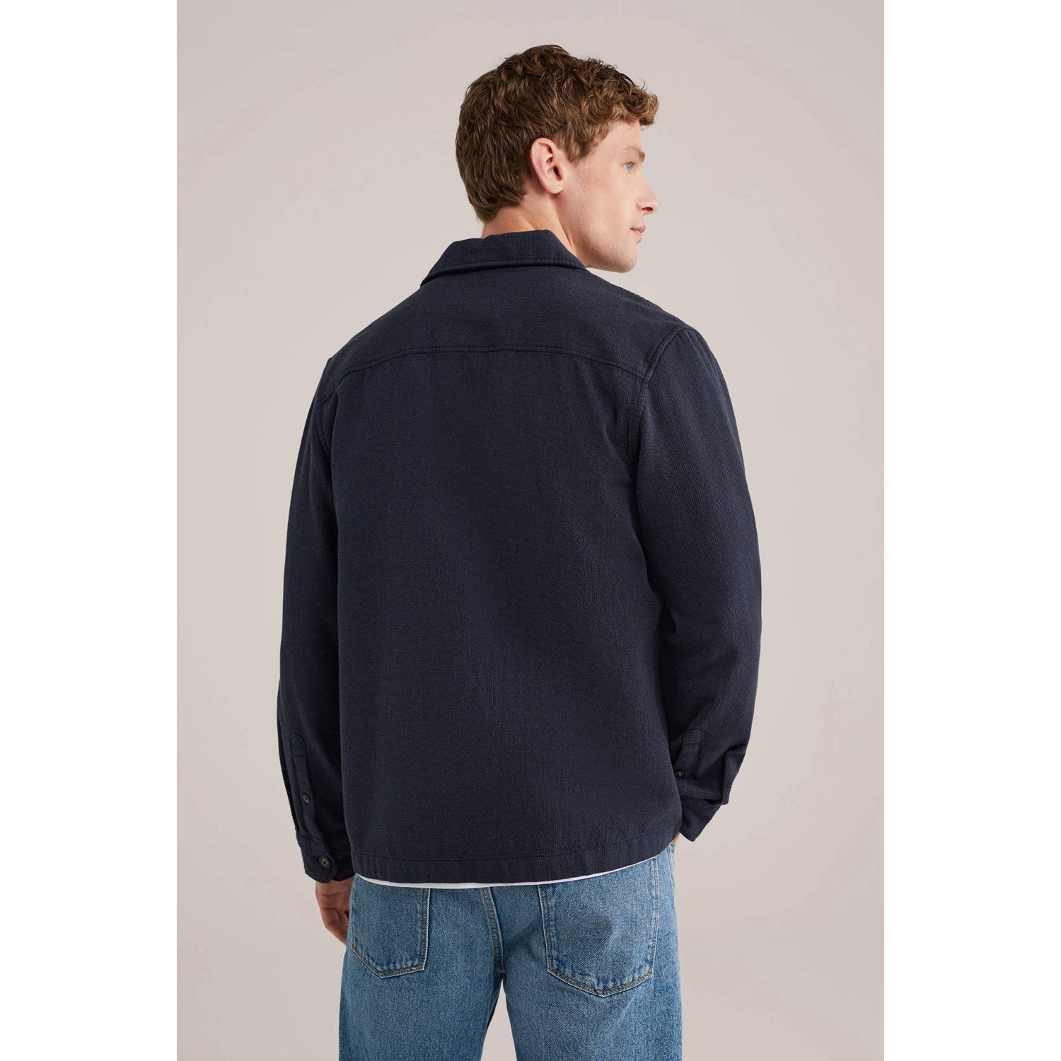 WE Fashion overshirt met textuur donkerblauw