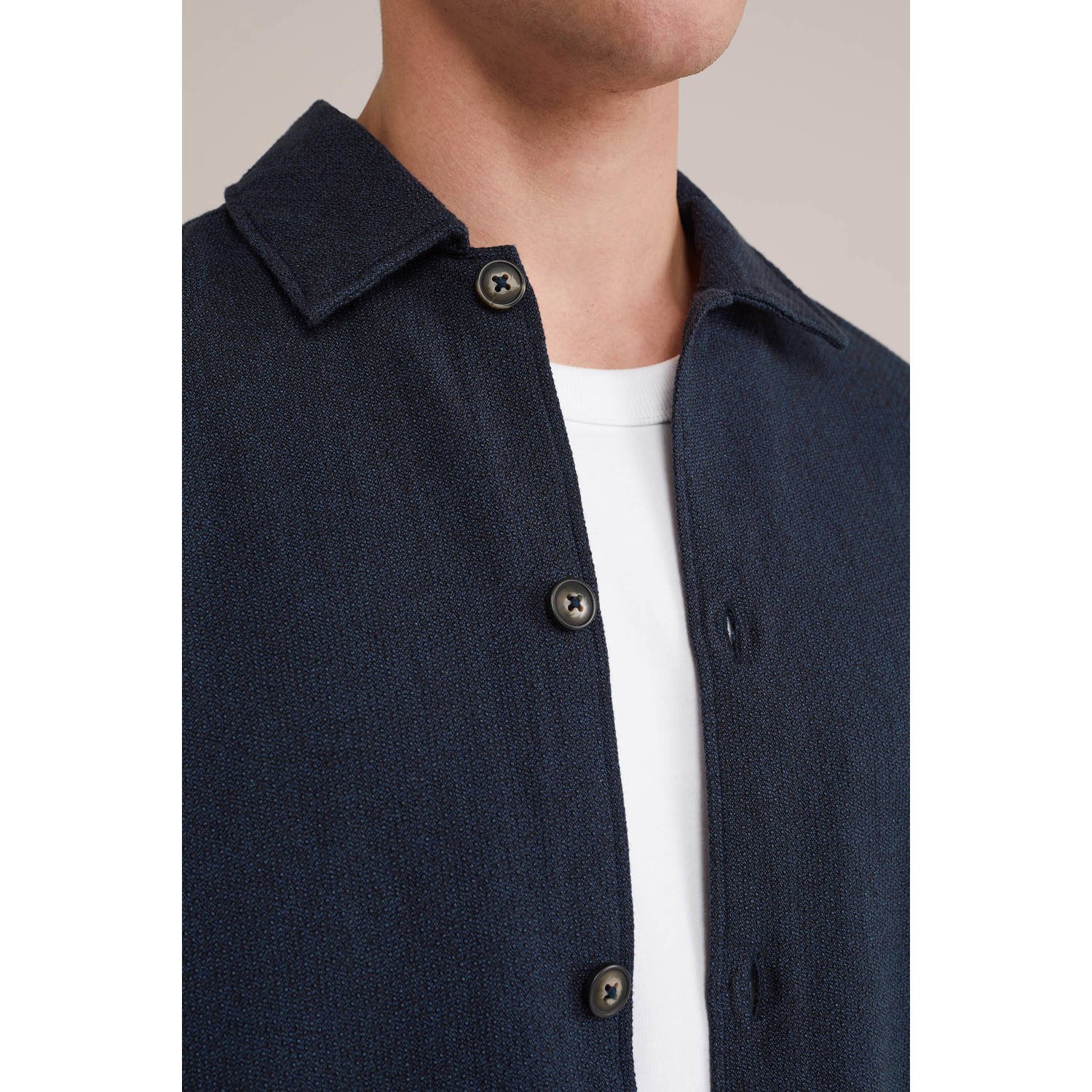 WE Fashion overshirt met textuur donkerblauw