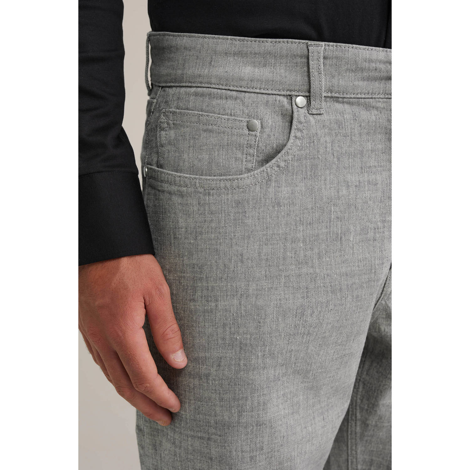 WE Fashion straight casual broek grijs