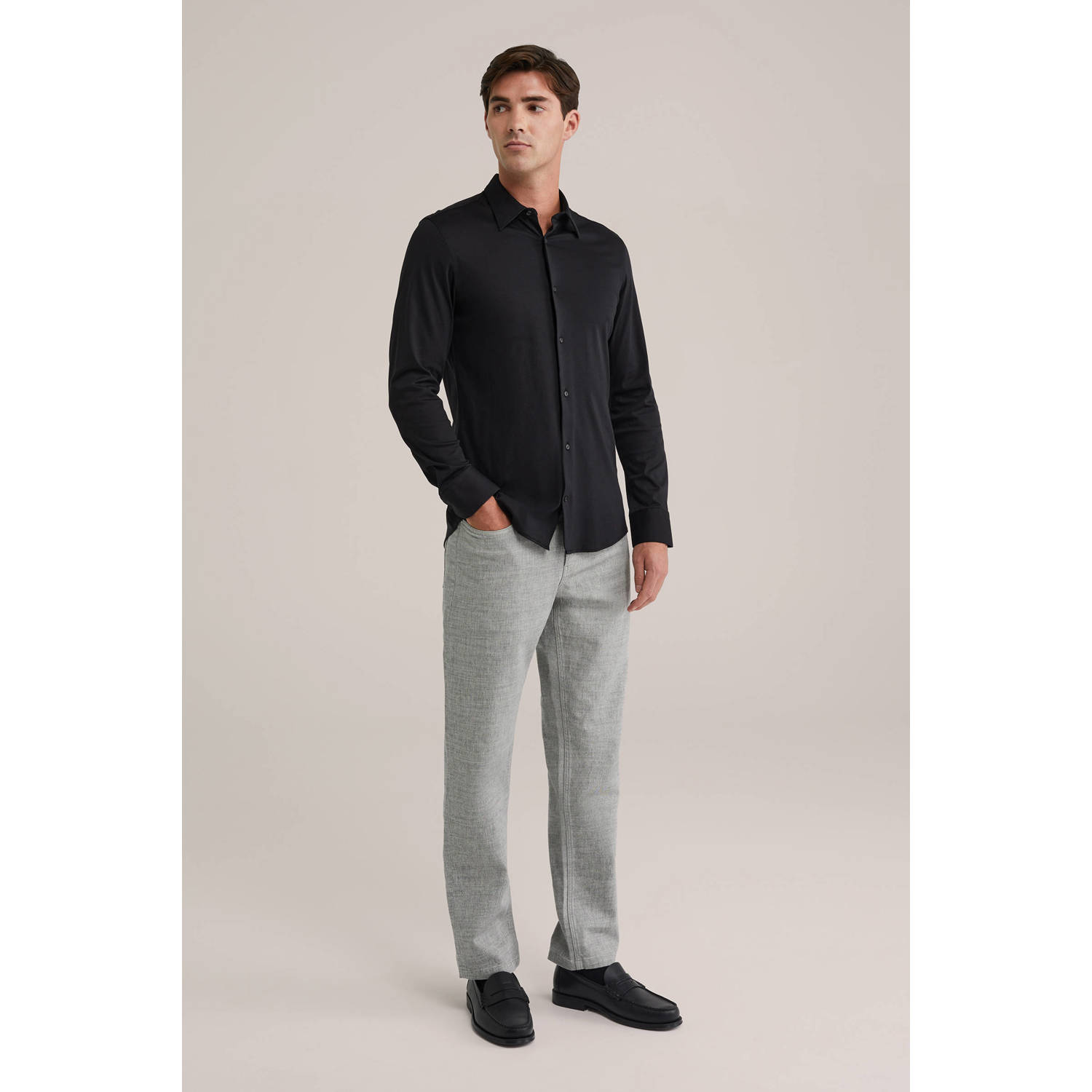 WE Fashion straight casual broek grijs
