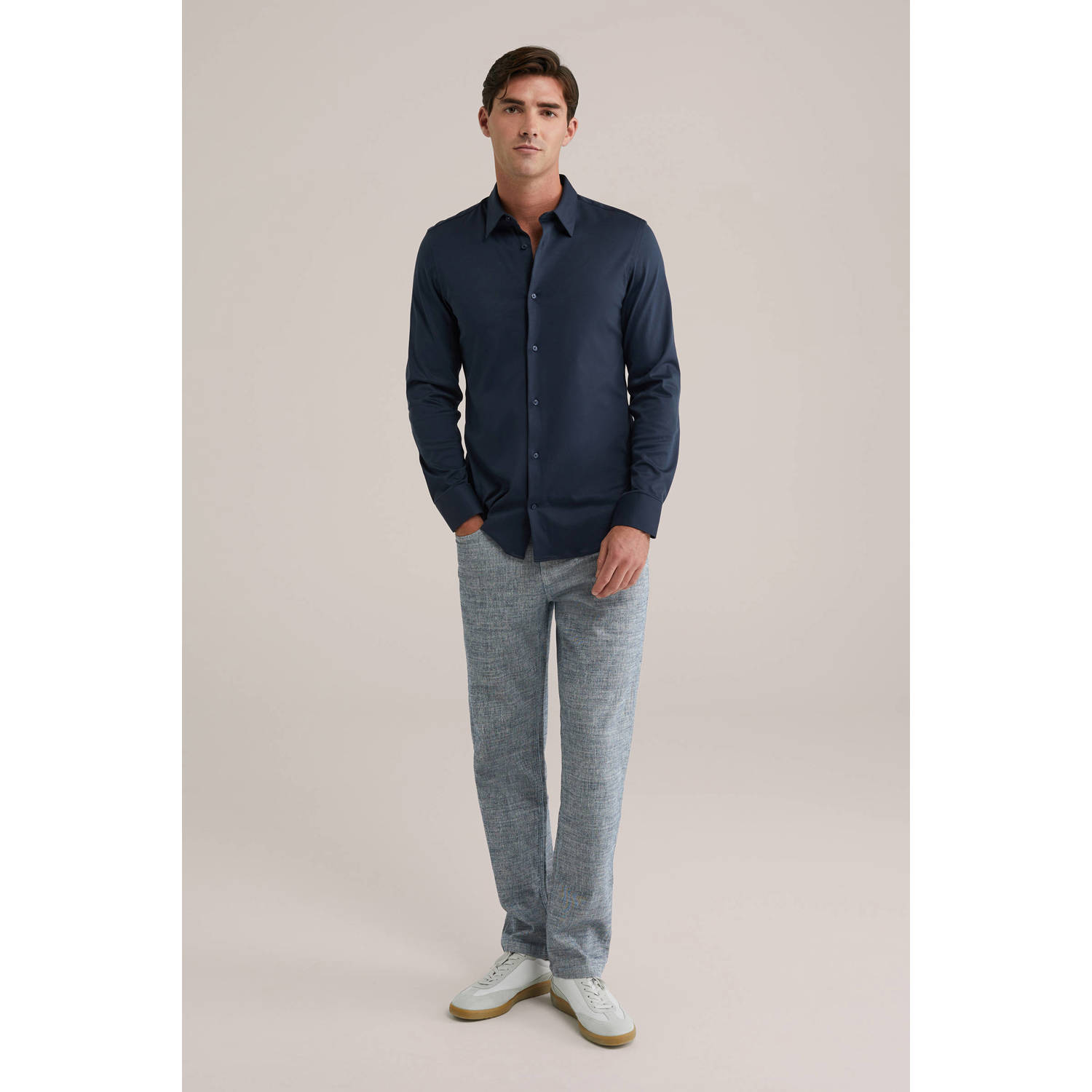WE Fashion straight casual broek grijs