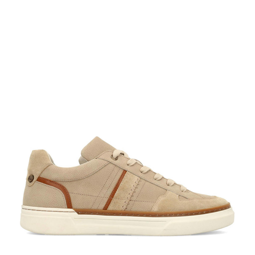 Beige heren No Stress nubuck sneakers met veters