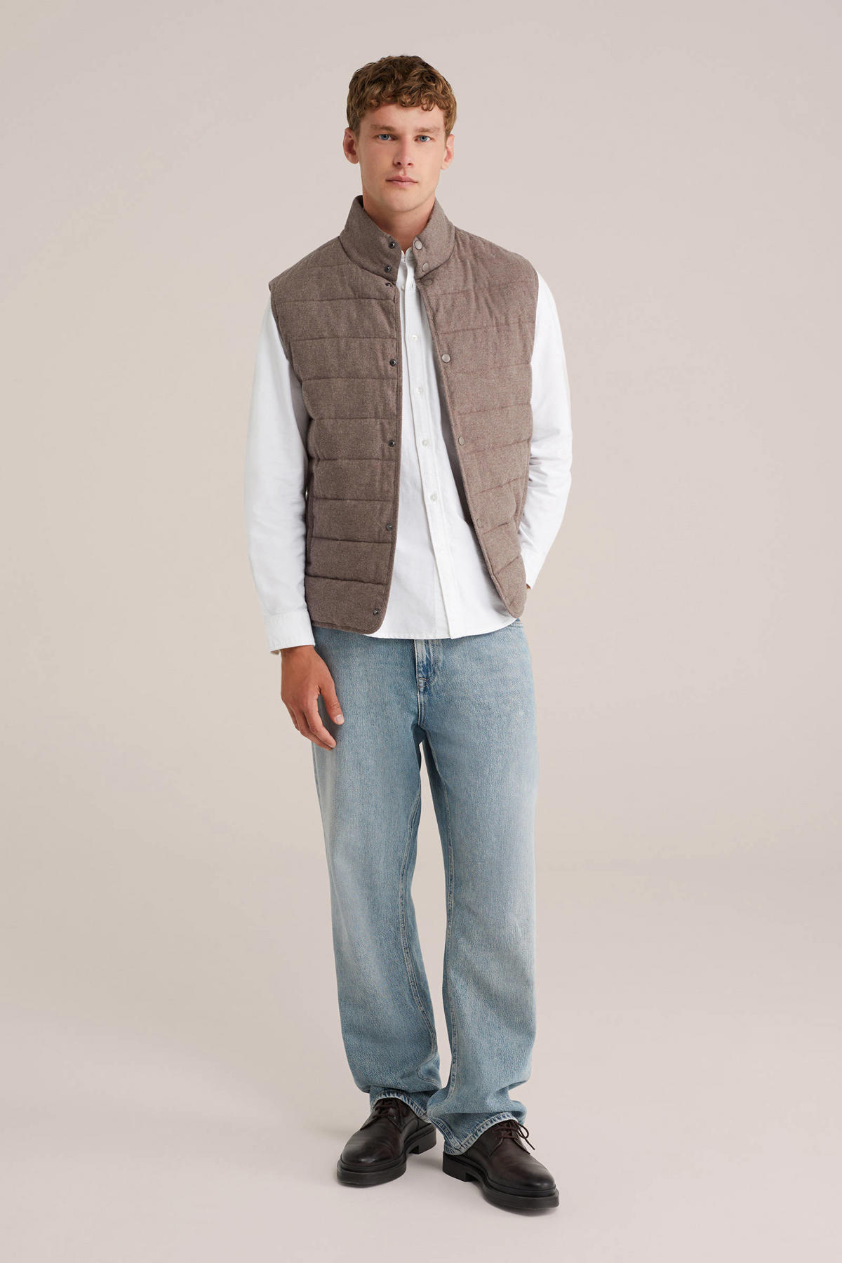 Jan Vanderstorm gilet met wol Plus Size TANE petrol