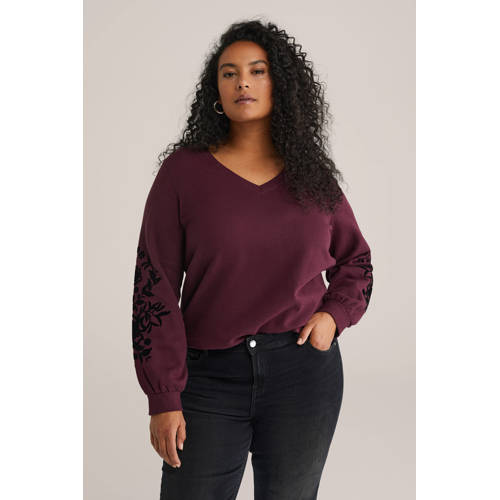 WE Fashion Curve sweater donkerpaars afbeelding