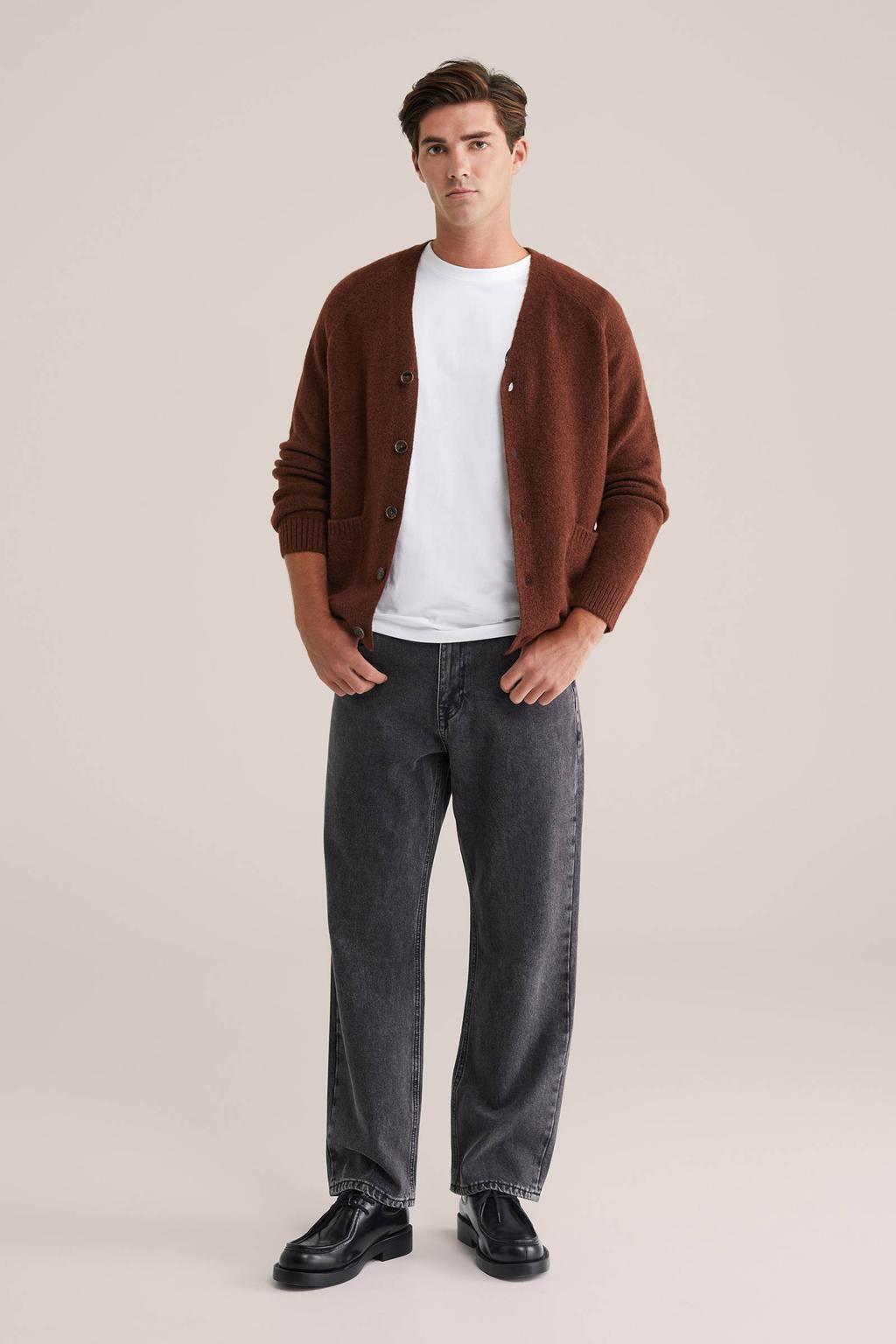 WE Fashion Blue Ridge loose fit jeans donkergrijs