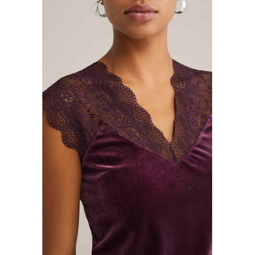 WE Fashion velours top donkerrood afbeelding