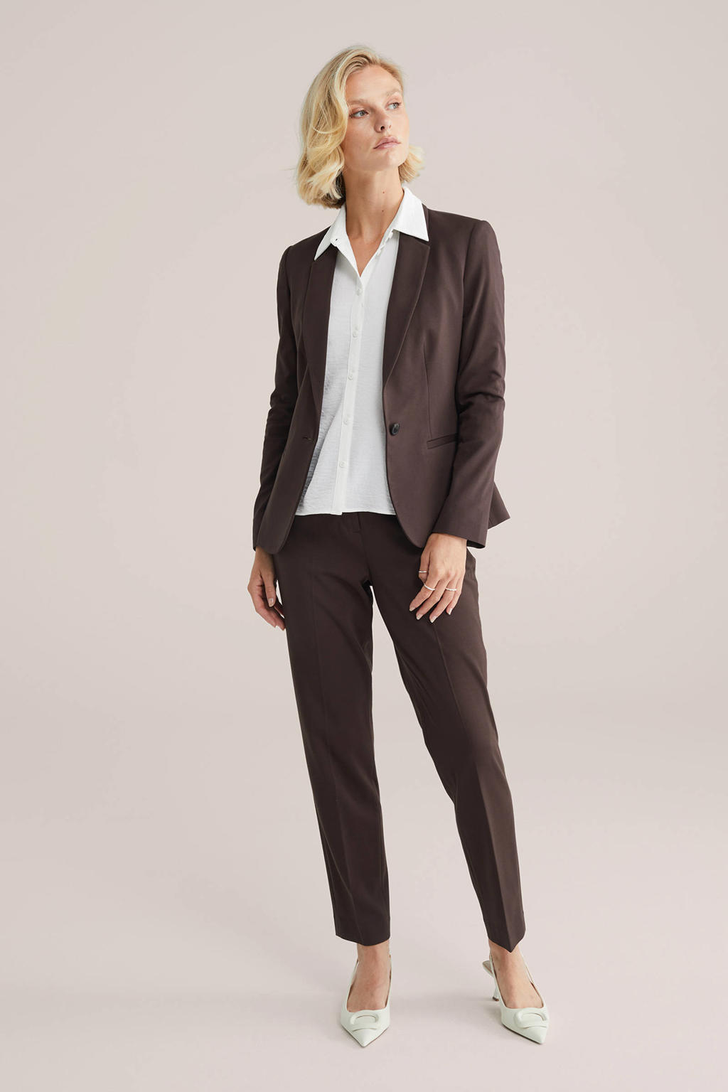 jersey getailleerde blazer Liz donkerblauw