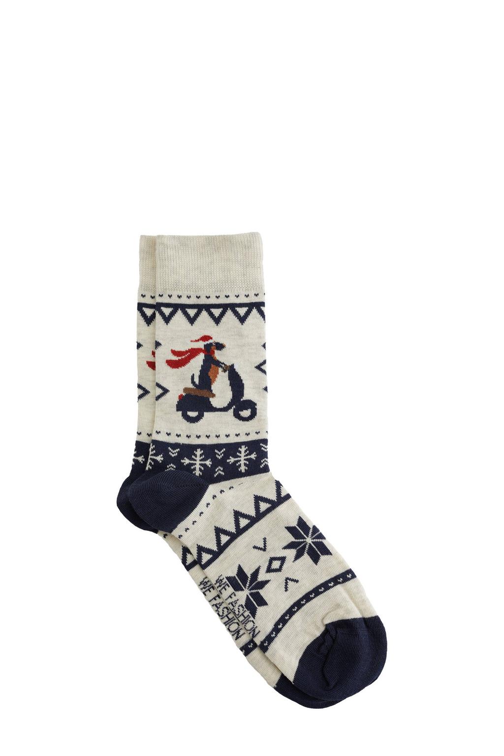 WE Fashion sokken met all over print ecru