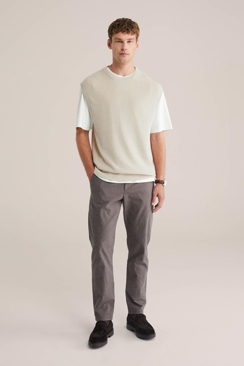 WE Fashion slim chino bruin