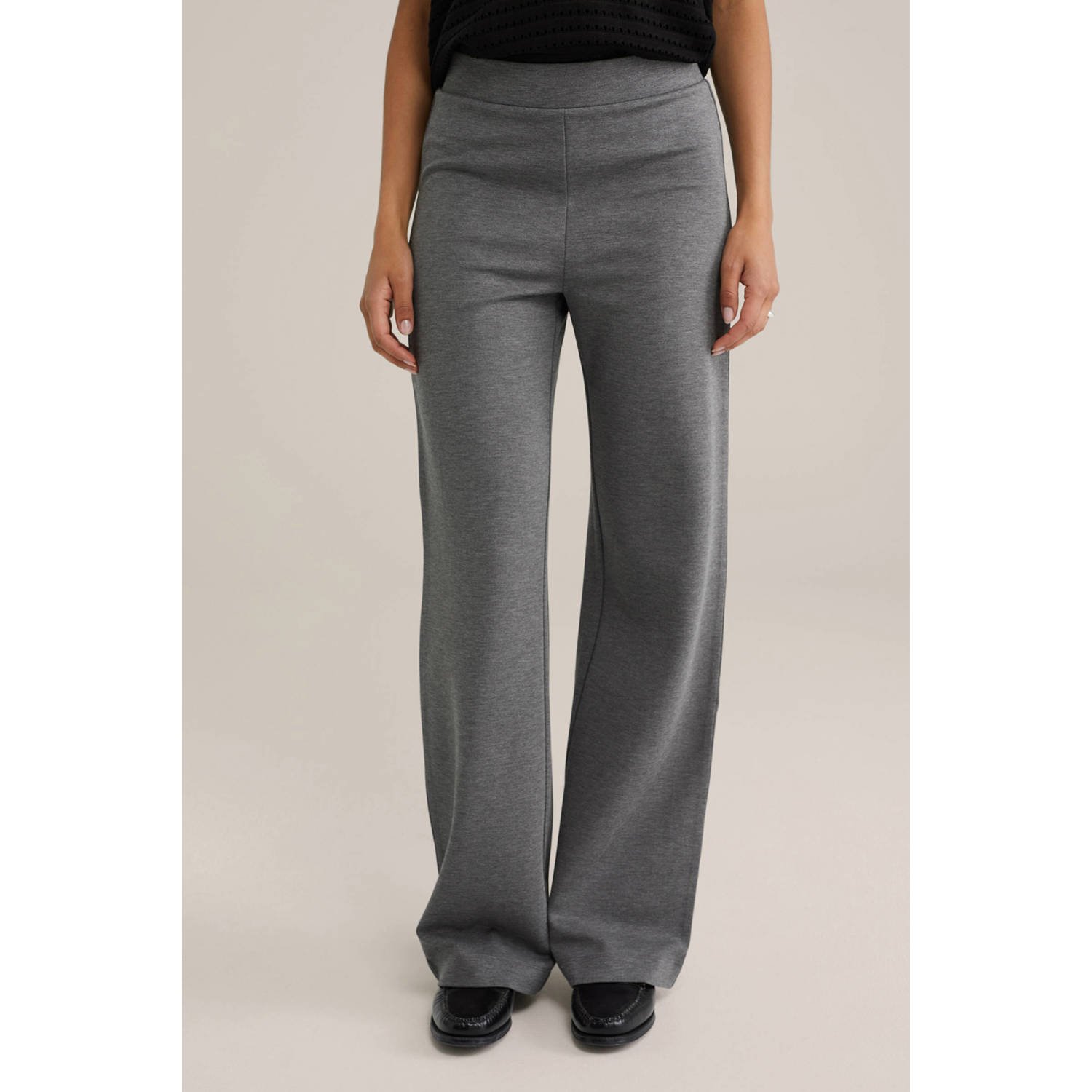 WE Fashion straight regular waist casual broek grijs