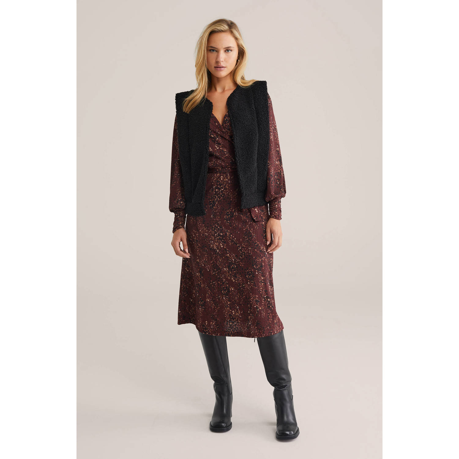 WE Fashion teddy gilet zwart
