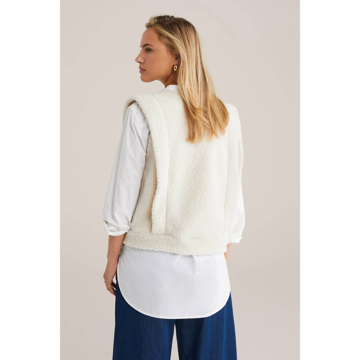 WE Fashion teddy gilet ecru