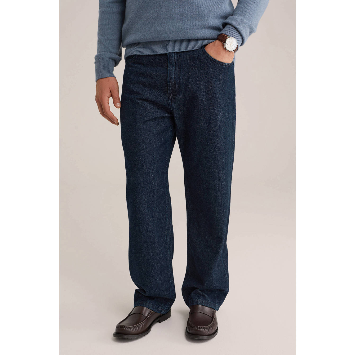 WE Fashion tapered loose fit jeans dark blue denim