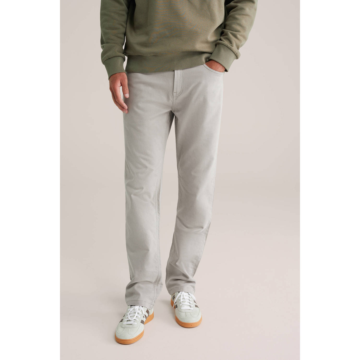 WE Fashion straight chino grijs