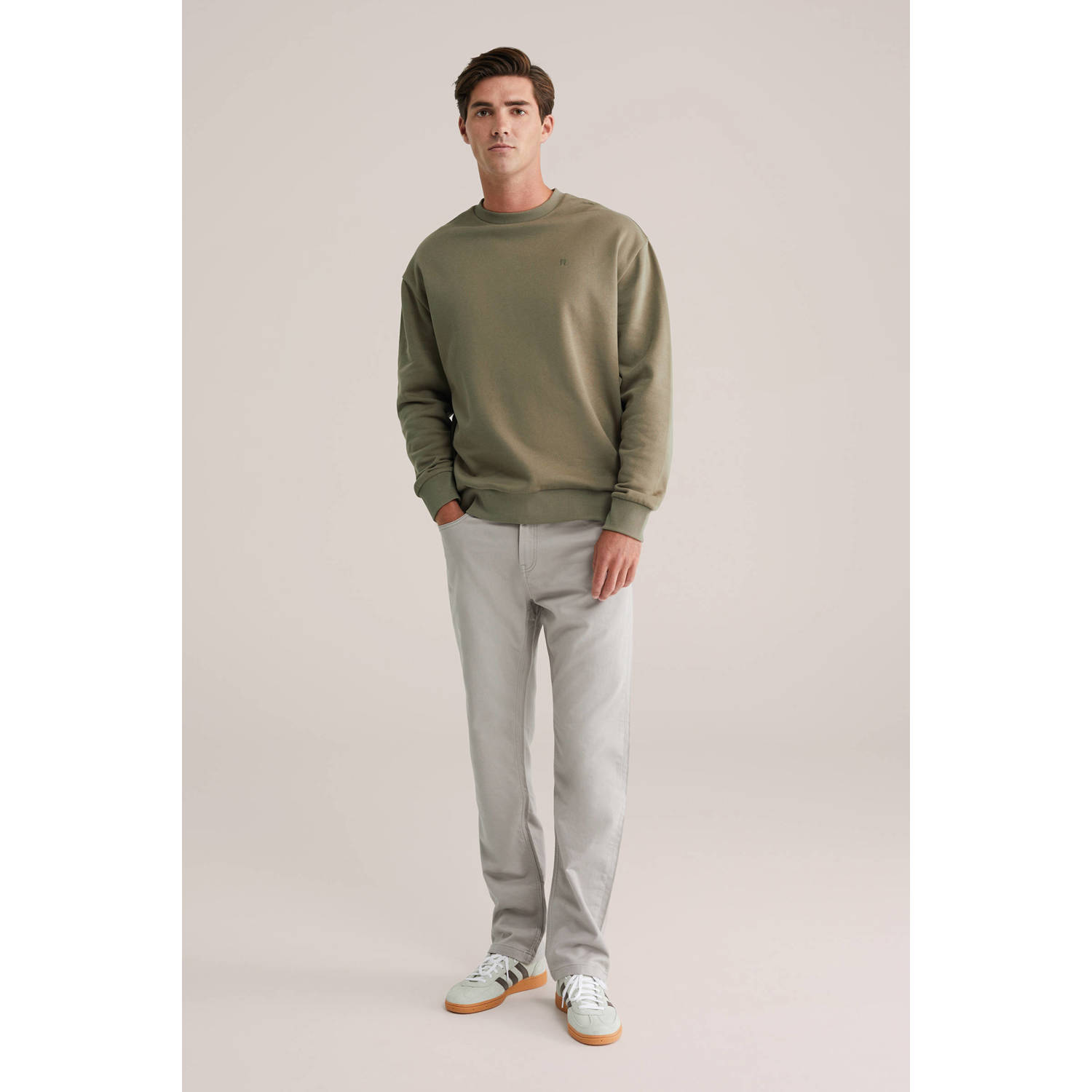 WE Fashion straight chino grijs