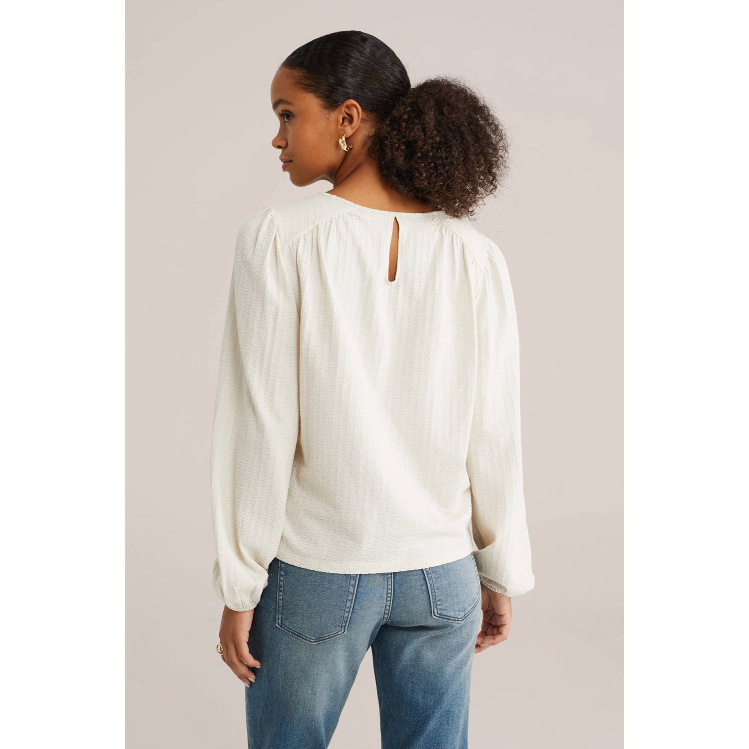 WE Fashion blousetop ecru broderie
