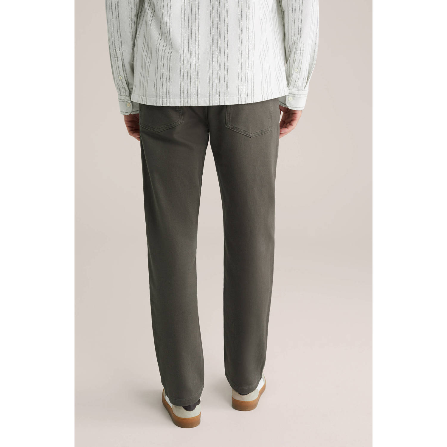 WE Fashion straight chino donkergroen