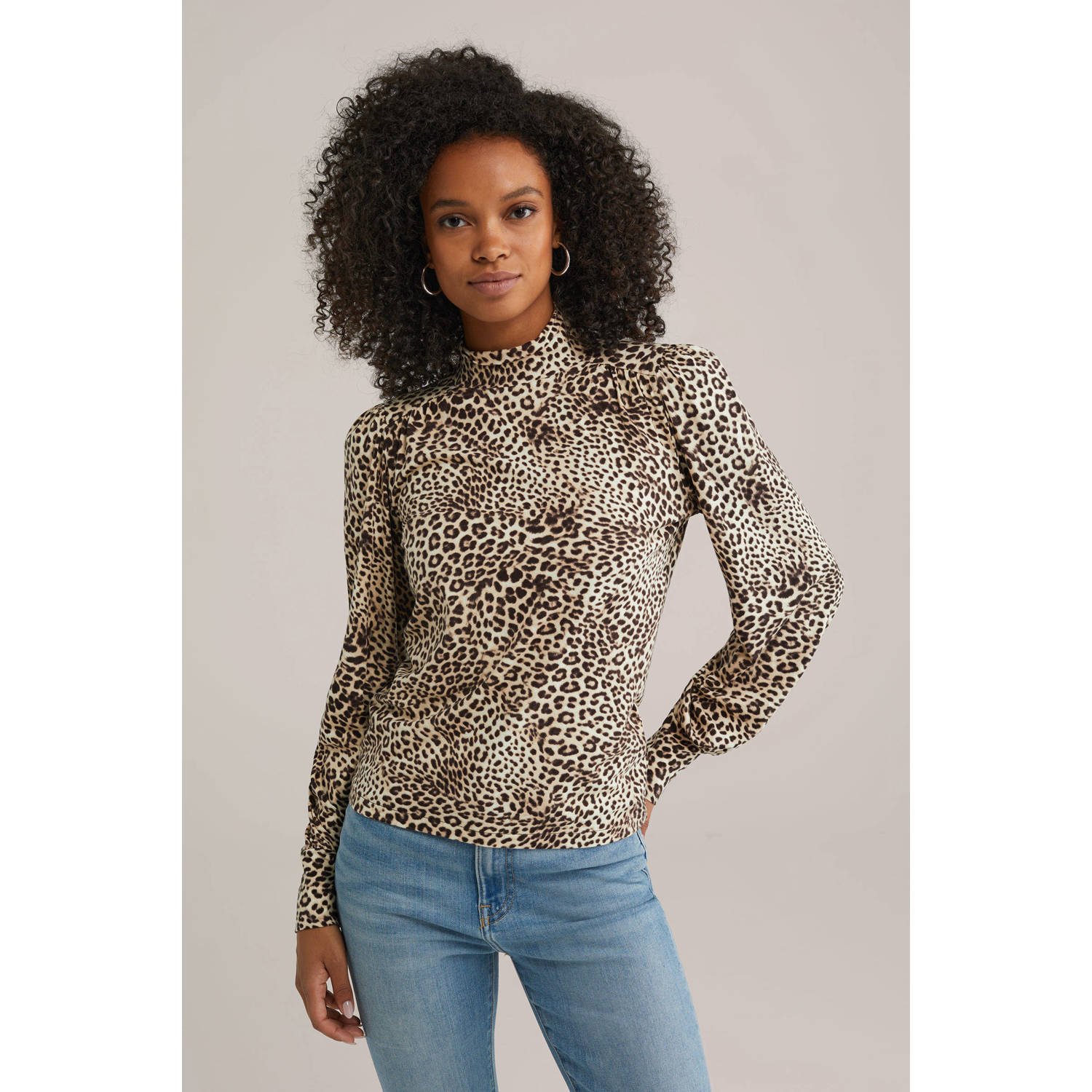 WE Fashion top panterprint beige bruin