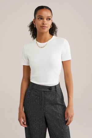 T-shirt geribbeld wit