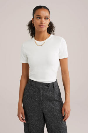 T-shirt geribbeld wit