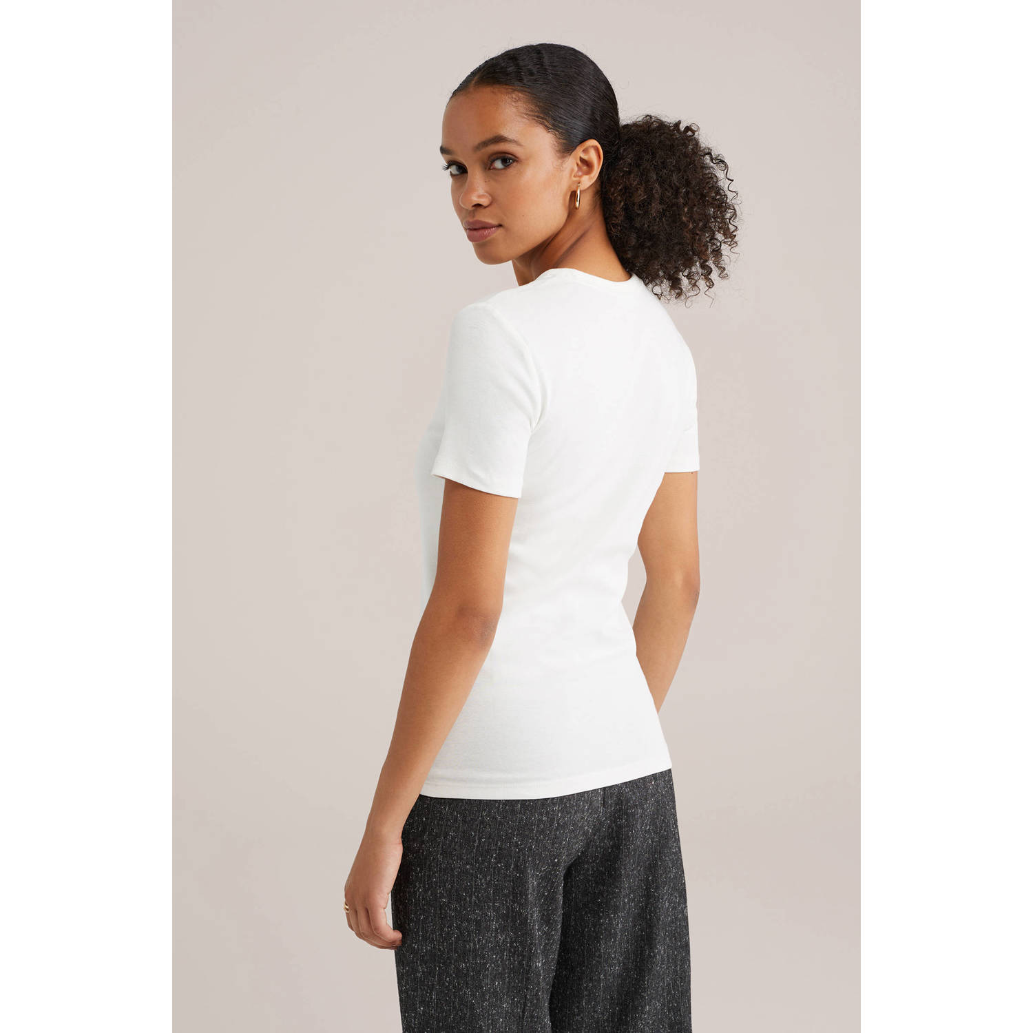 WE Fashion T-shirt geribbeld wit